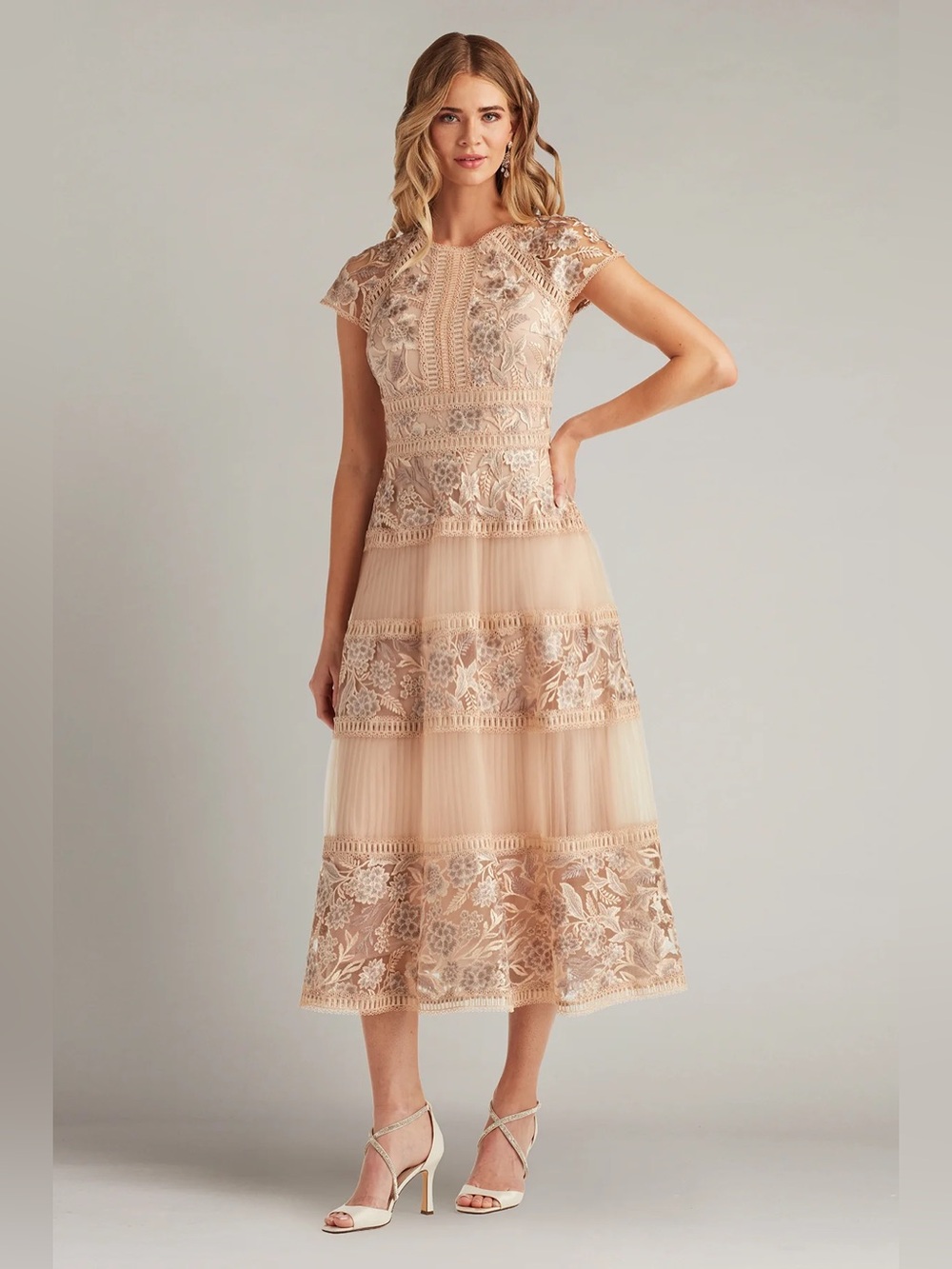 TADASHI SHOJI - TAMSIN EMBROIDERED TULLE MIDI DRESS